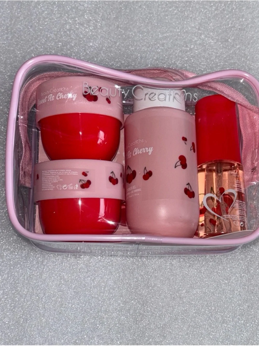 Beauty Creations Pink & Red Cherry Bath & Body Gift Set